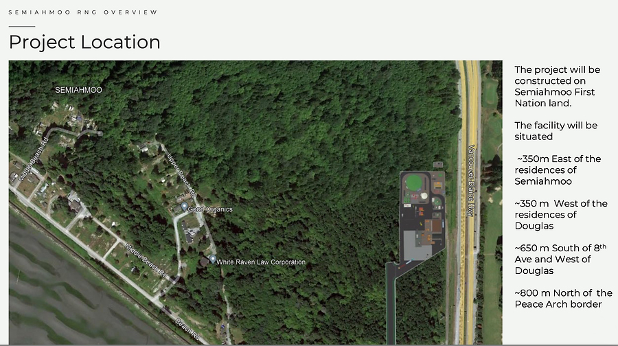 Project location for the proposed Andion Biogas Facility on SFN land near White Rock